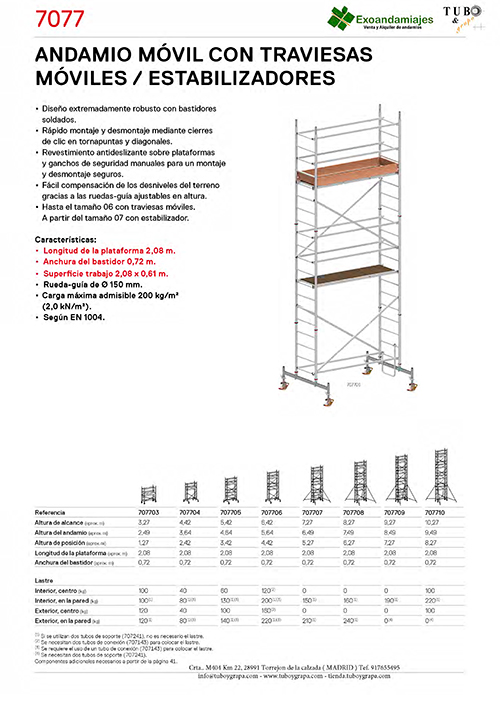 Andamio móvil 7077 (2,08m x 0,72m)