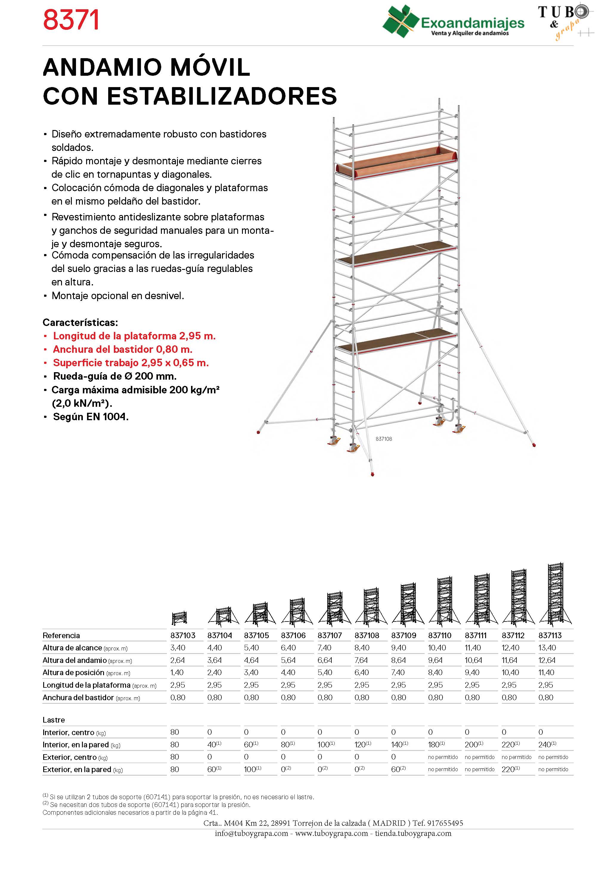 Torre móvil 8371 (2,95m x 0,8m)