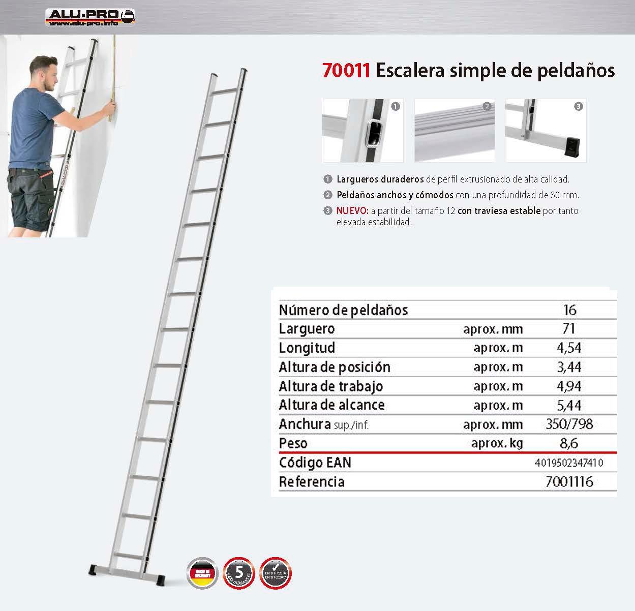 Escalera 5,44 Mts., 16 Peldaños