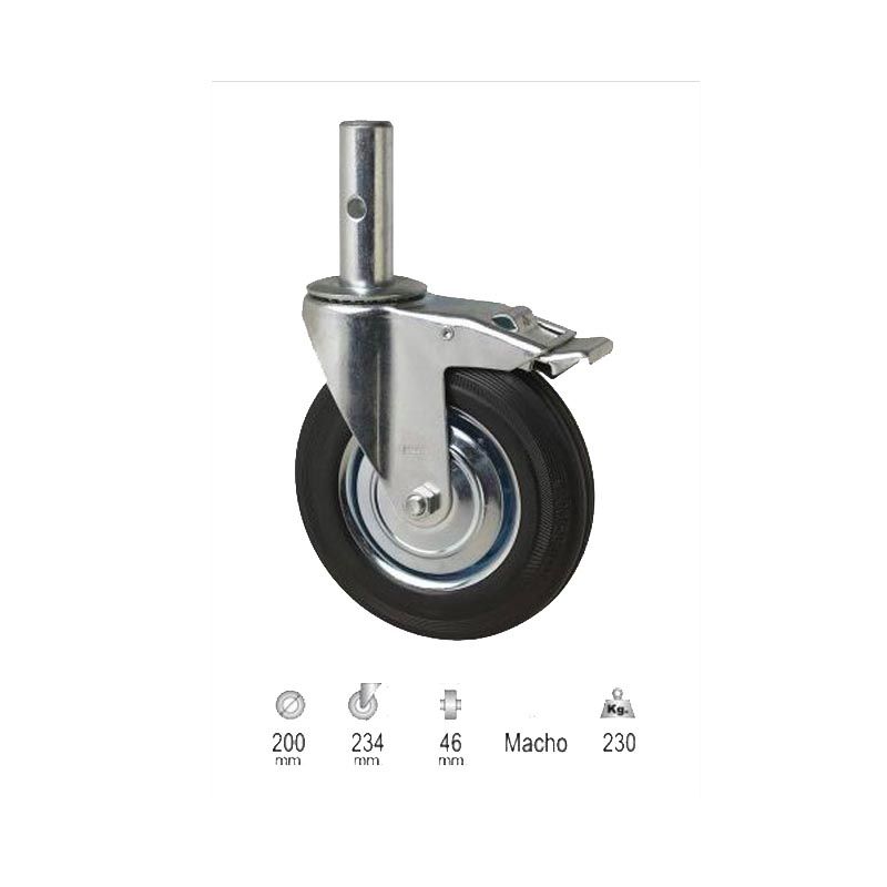 Rueda goma andamios 250Kg