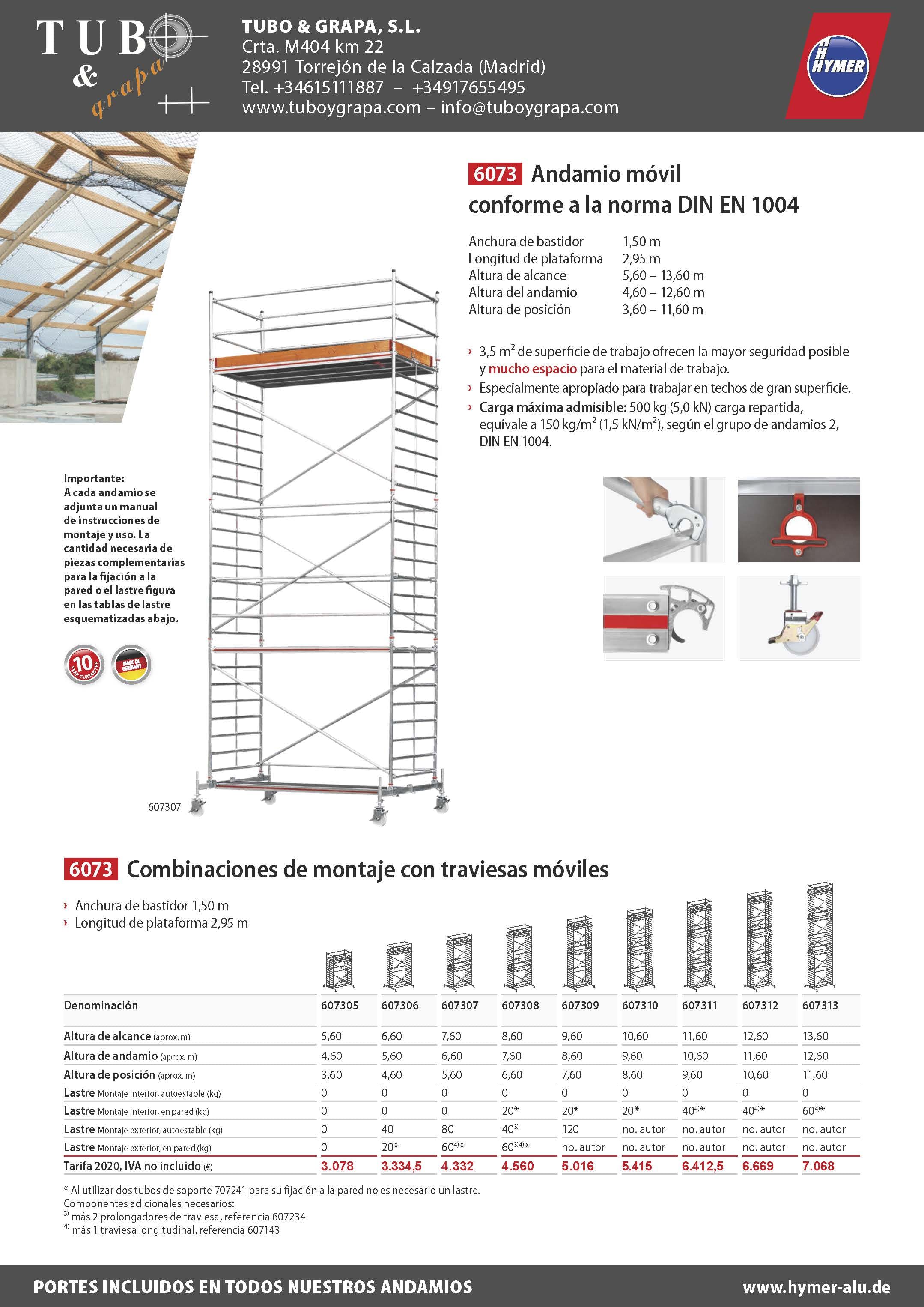 Torre móvil 6073 (2,95m x 1,5m c/traviesa)
